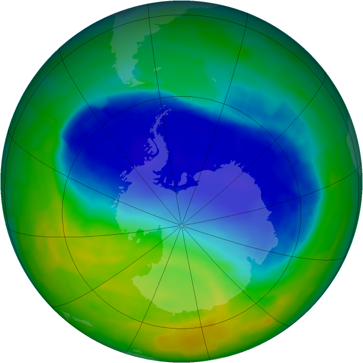 Antarctic ozone map for 15 November 2011